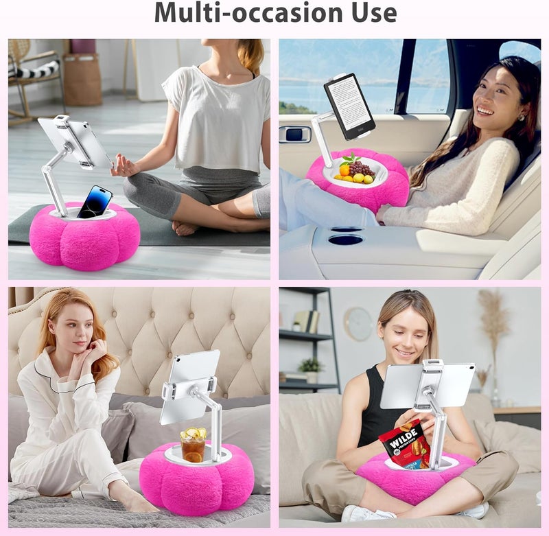 CreaDream Pumpkin Tablet Pillow Stand Holder for Kindle iPad, Adjustable Phone Pillow Stand for Lap Bed with Detachable Snack Bowl, Compatible with 4.7"-13" Tablet, iPad, iPhone, Samsung Tabs, Kindle - Image 5